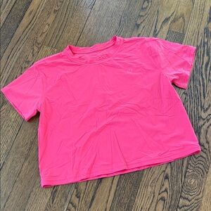 Lululemon cropped pink/coral short sleeve workout  top, 4 or 6